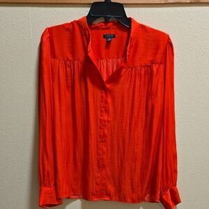 Ann Taylor Vibrant Red Button-Down Blouse